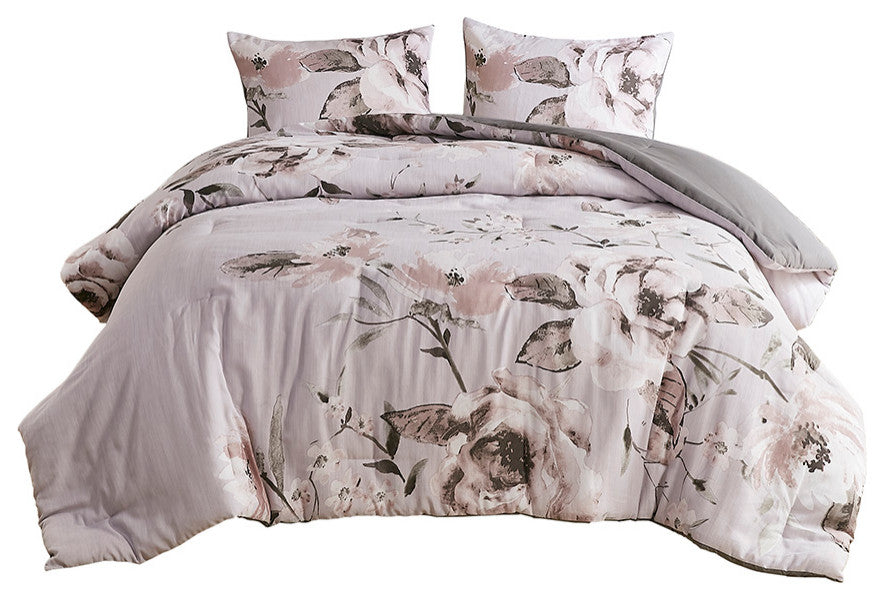 Madison Park Neko 3 Piece Floral Printed Comforter Set