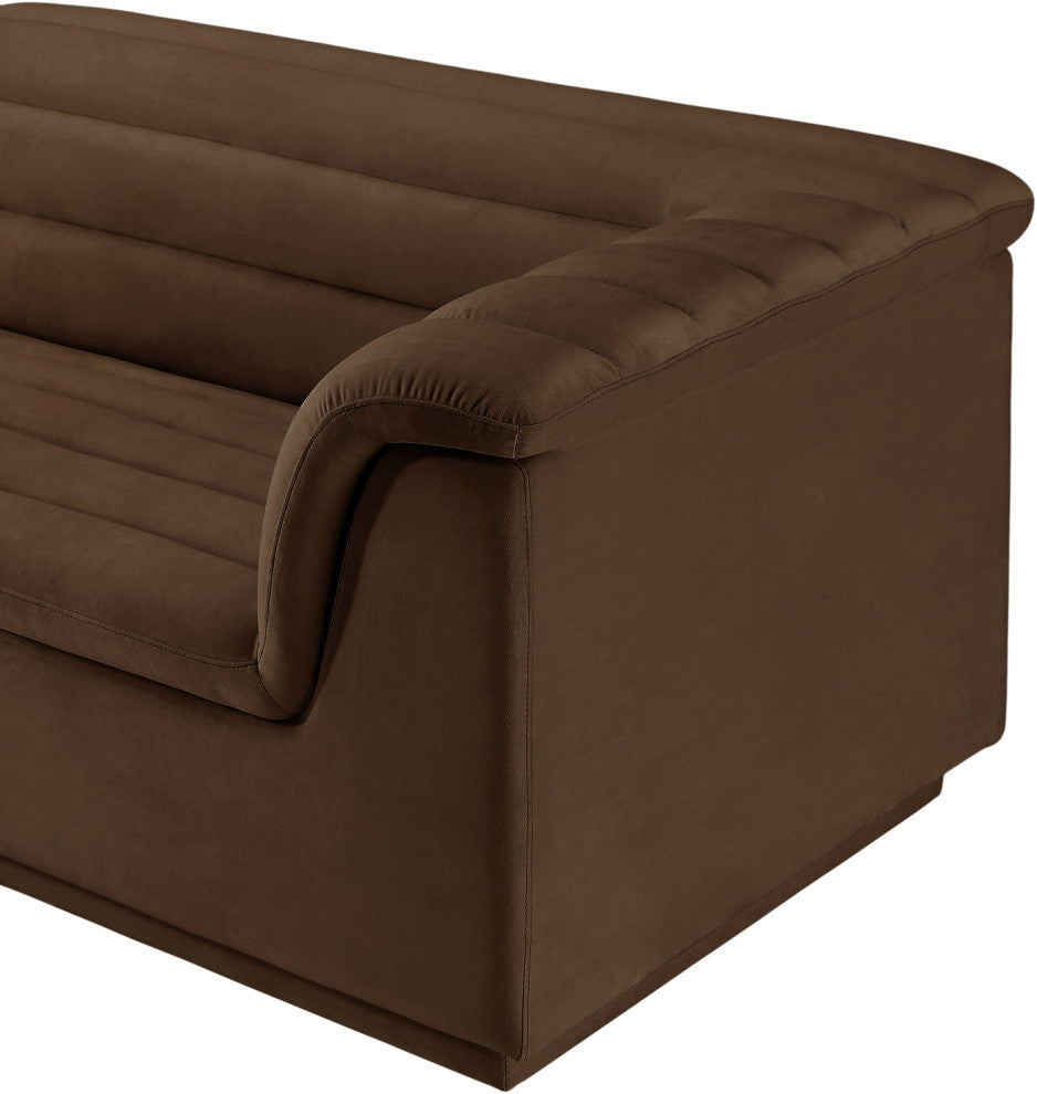 Cascade Upholstered Modular Sofa, Brown, Velvet, Straight Sofa
