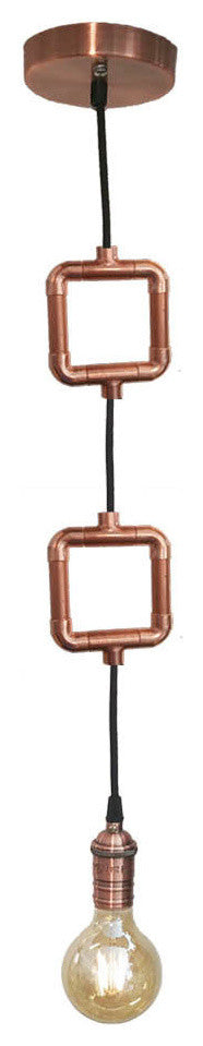 Geometric Squares Copper Pipe Single Pendant Light