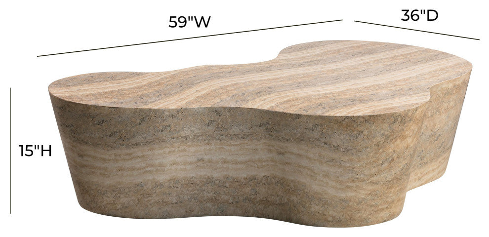 Slab Faux Travertine Coffee Table