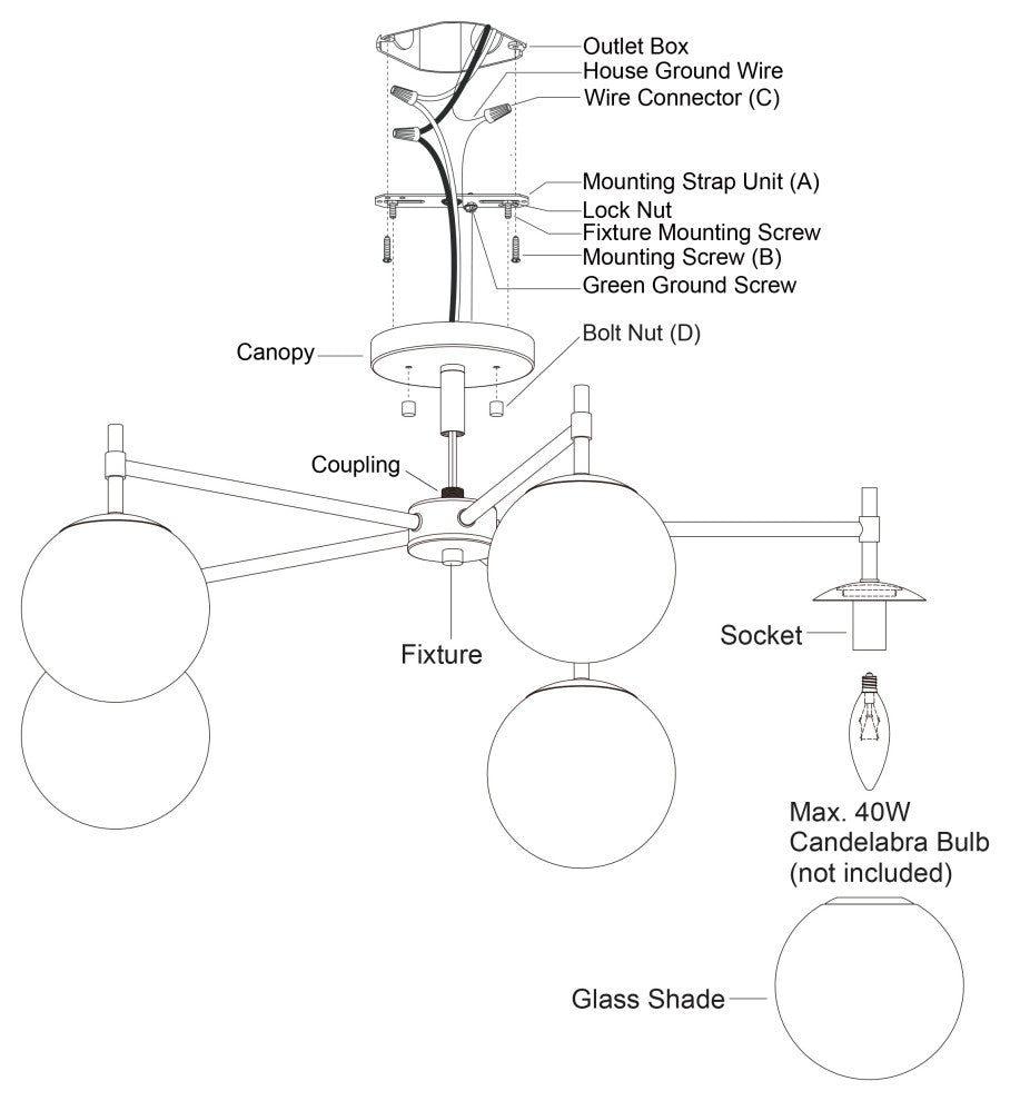 Armitage 32-in W Matte Black Semi Flush Mount Ceiling Light Fixture White Globe