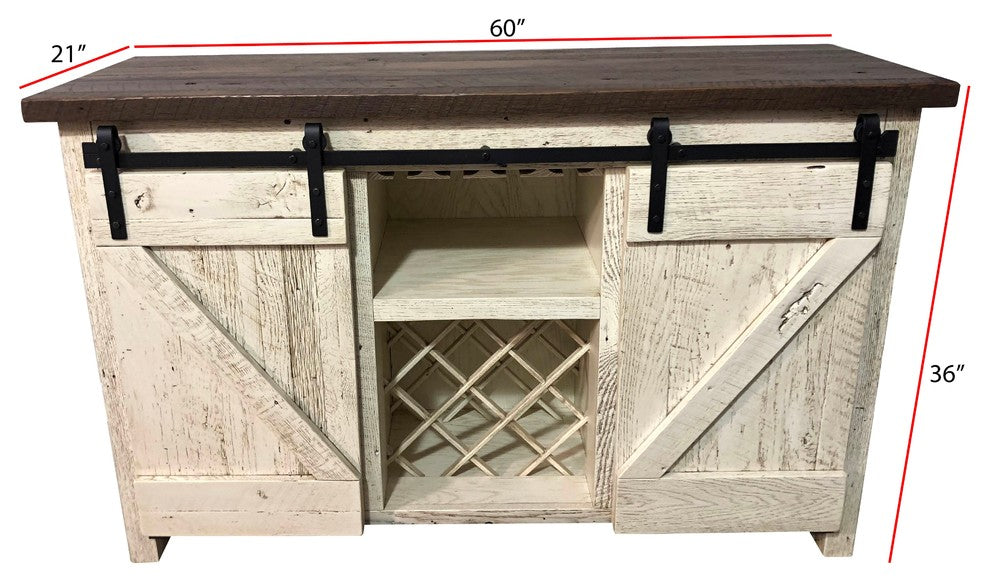 Reclaimed Wood Barn Door Server, Oak Wood, White Paint