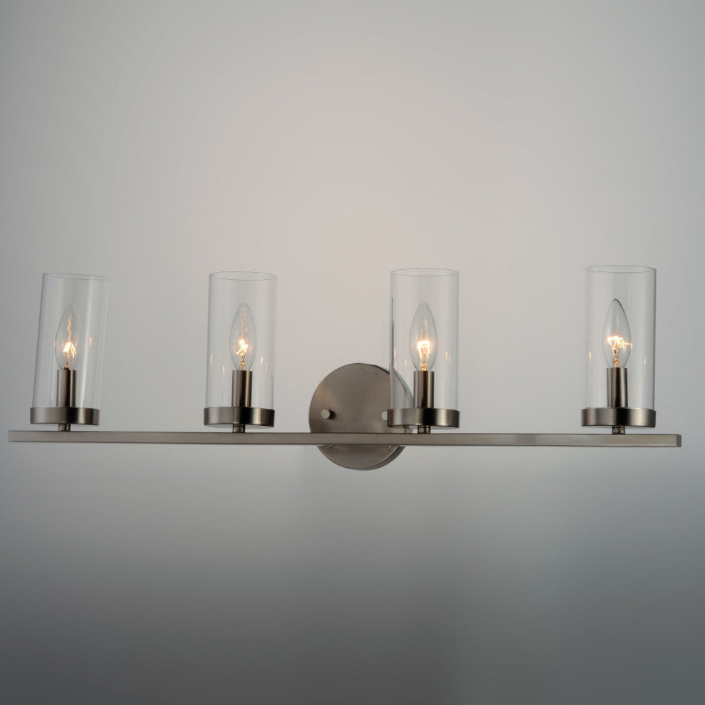 Maxim 25258CL Sentinel 4 Light 30"W Bathroom Vanity Light - Satin Nickel