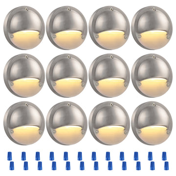 12-Pack Hemisphere LED Deck Light 3000K Warm White, Satin Nickel