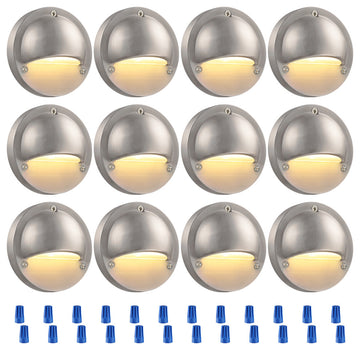 12-Pack Hemisphere LED Deck Light 3000K Warm White, Satin Nickel