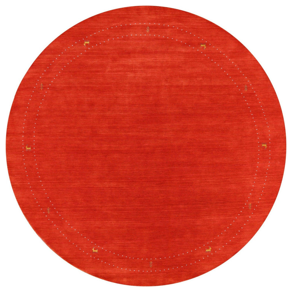 8' Round Persian Gabbeh Hand Knotted Wool Rug - Q15100