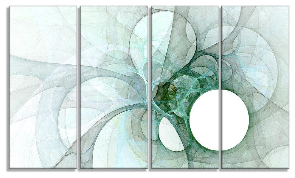 White Fractal Angel Wings, Abstract Wall Art Canvas, 48"x28", 4 Panels