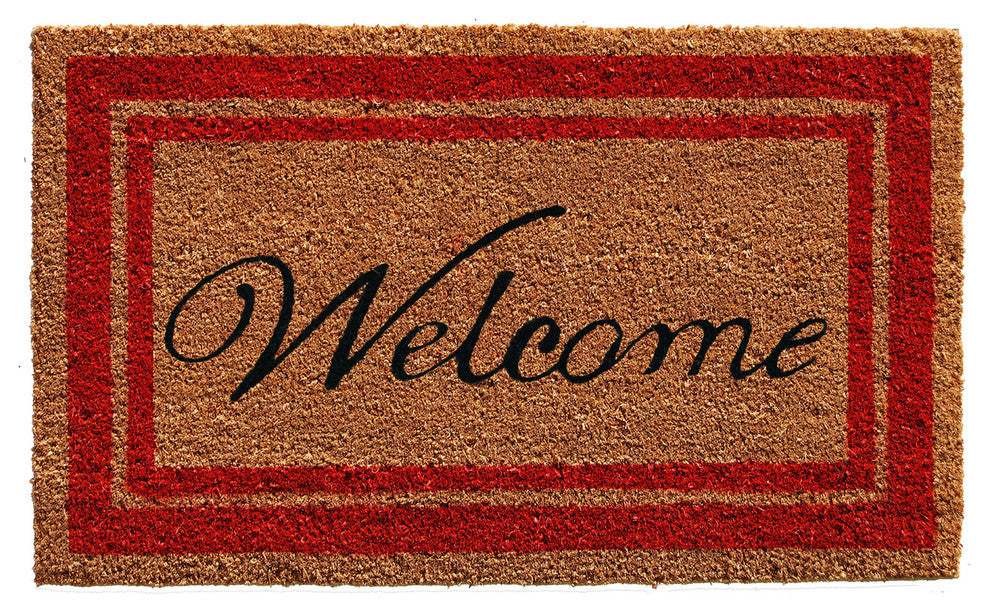 Calloway Mills Red Border Welcome Doormat, 24"x36"
