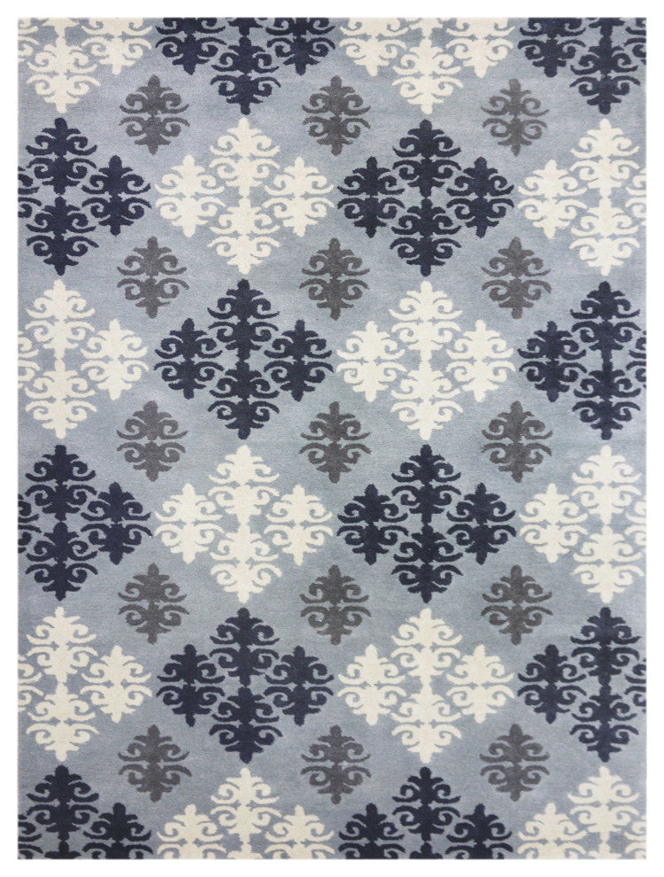 5" X8" X 0.5" Blue Wool Area Rug