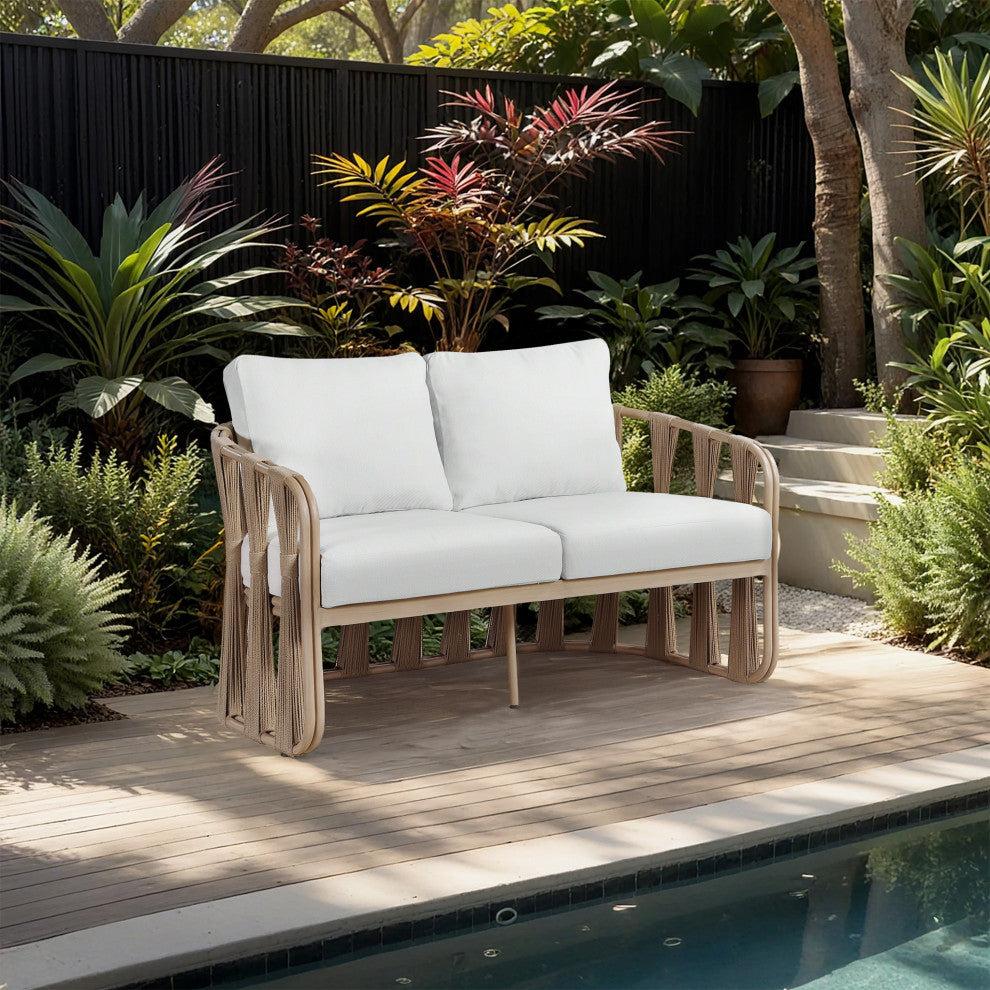 San Pietro Upholstered Patio Loveseat, Cream