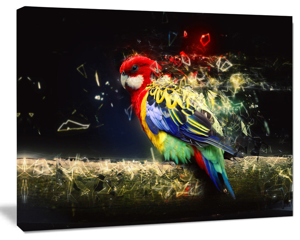 Colorful Parrot on Branch, Animal Canvas Wall Art, 60"x28"