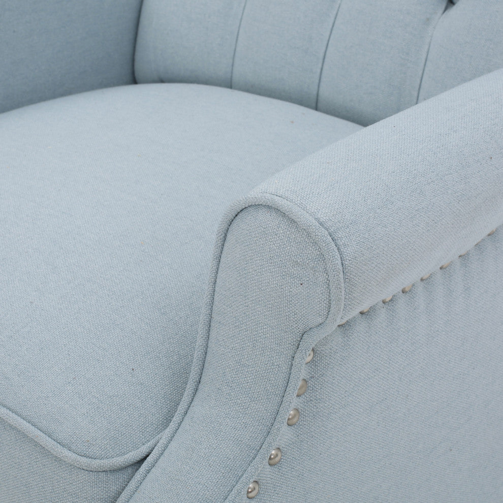 GDF Studio Elizabeth Tufted Back Recliner, Light Sky/Fabric