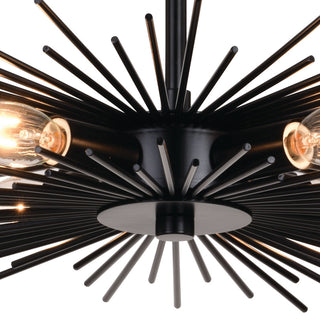 Nikko Mid-Century Modern Starburst Ceiling Light, Matte Black, 16"wx9.5"hx16"d