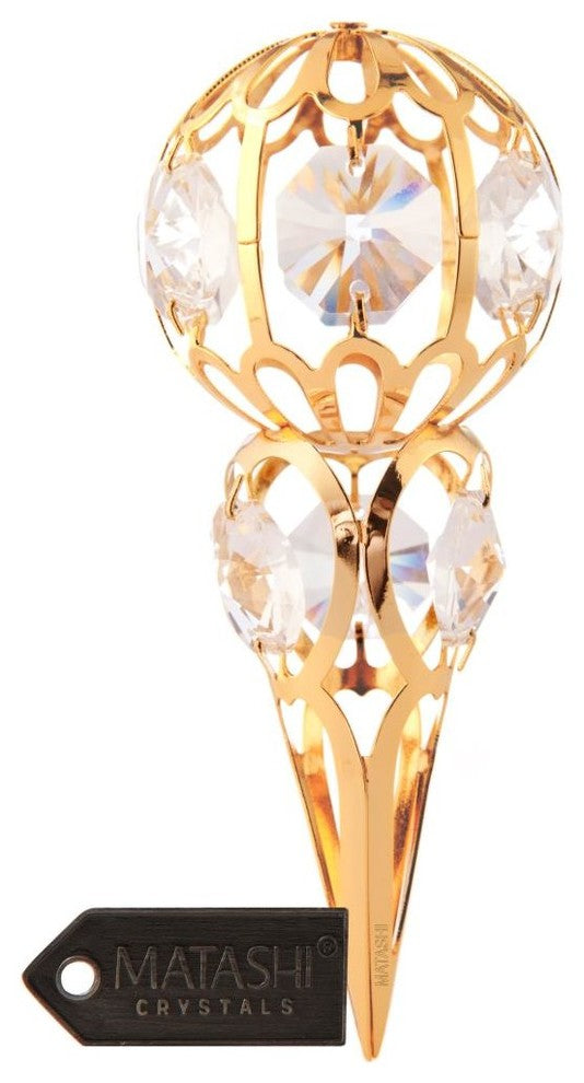 24K Gold Plated Crystal Studded Icicle Hanging Ornament