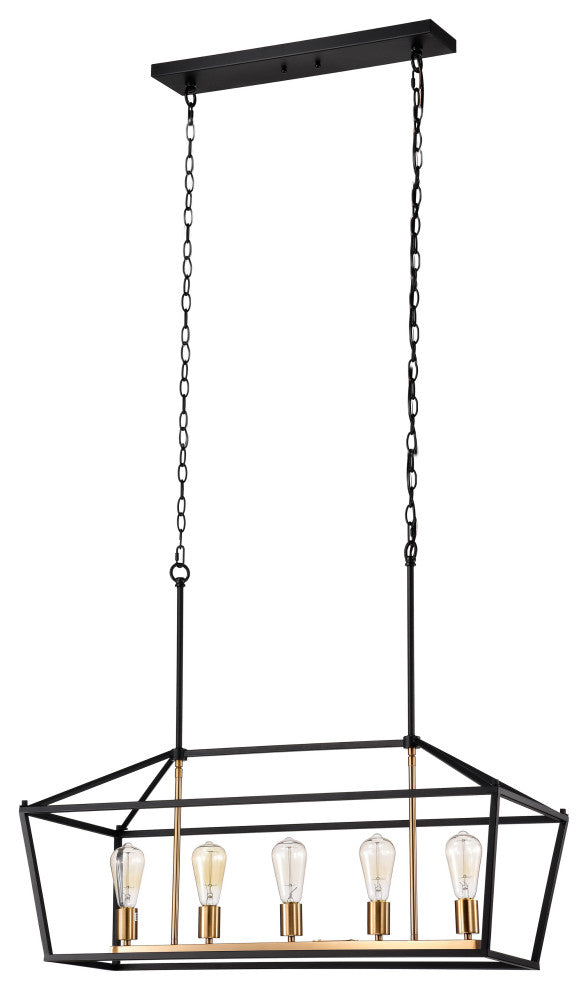 CHLOE Lighting IRONCLAD Industrial 5-Light Textured Black Pendant