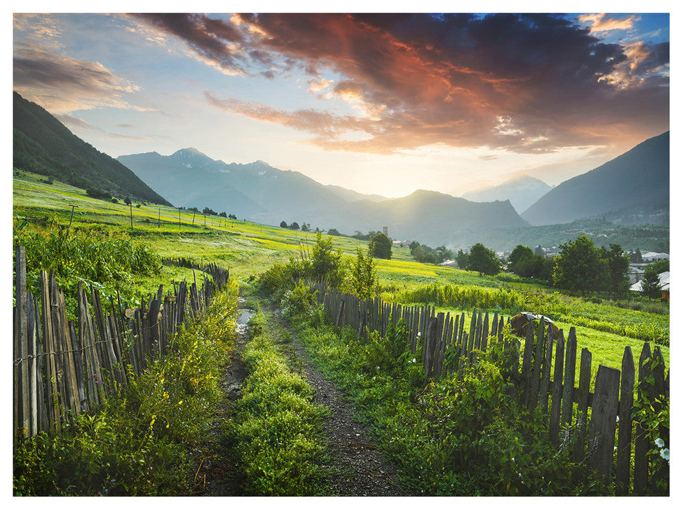 Green Georgian Mountain Valley, Landscape Canvas Art Print, 40"x30"