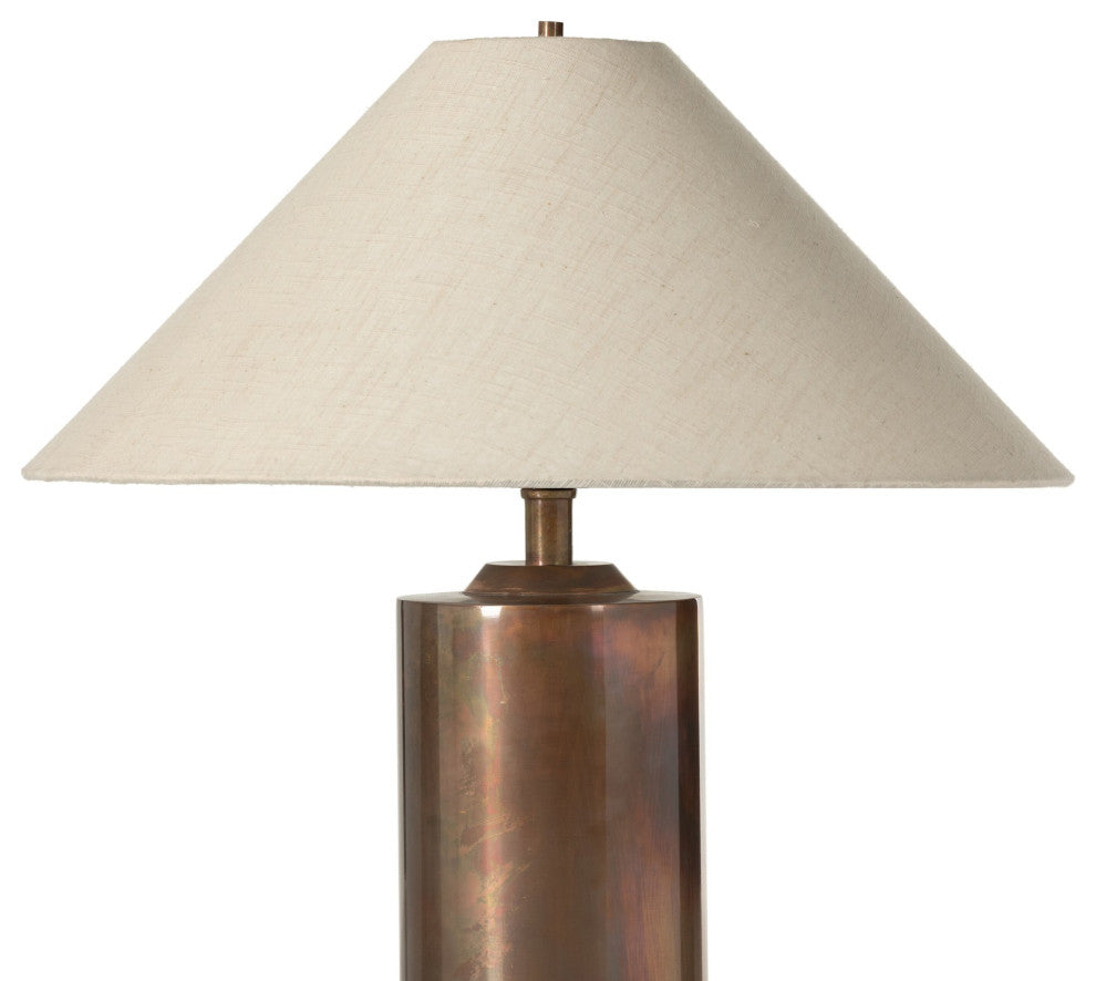 Seaton Table Lamp Iridescent Acid Wash, Cream Slub Linen