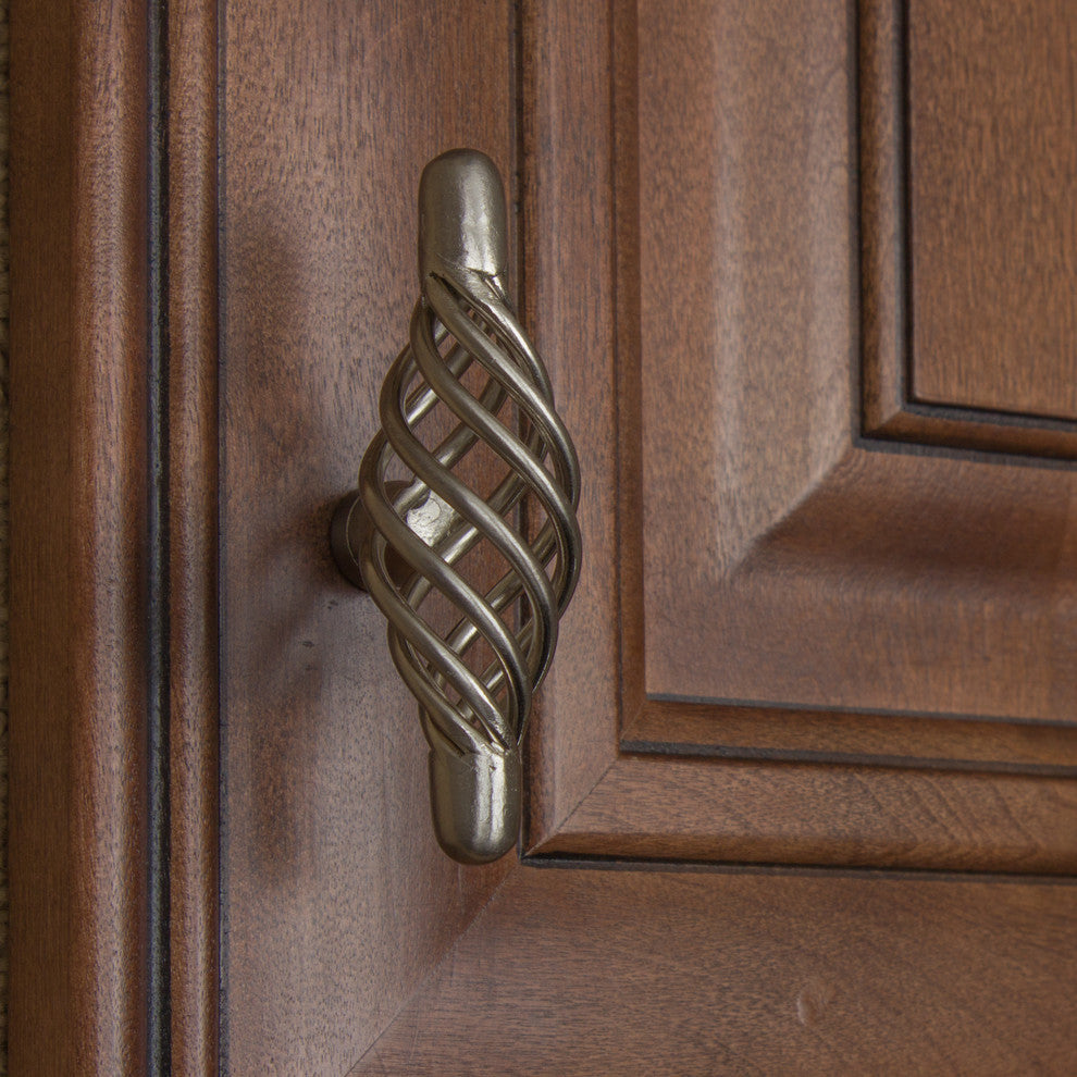 3" T-Handle Birdcage Cabinet Knob, Set of 7, Satin Nickel