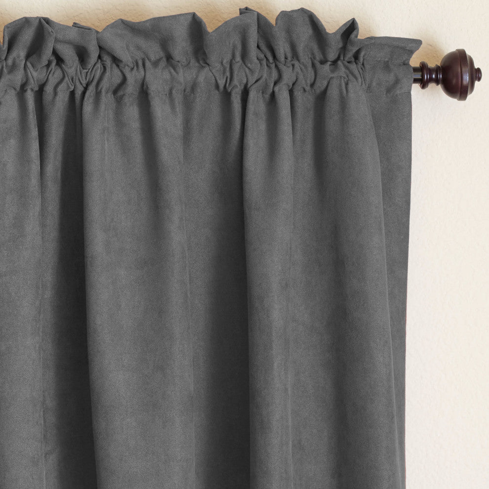 108"x52" Microsuede Blackout Curtain Panels, Set of 2, Steel Grey