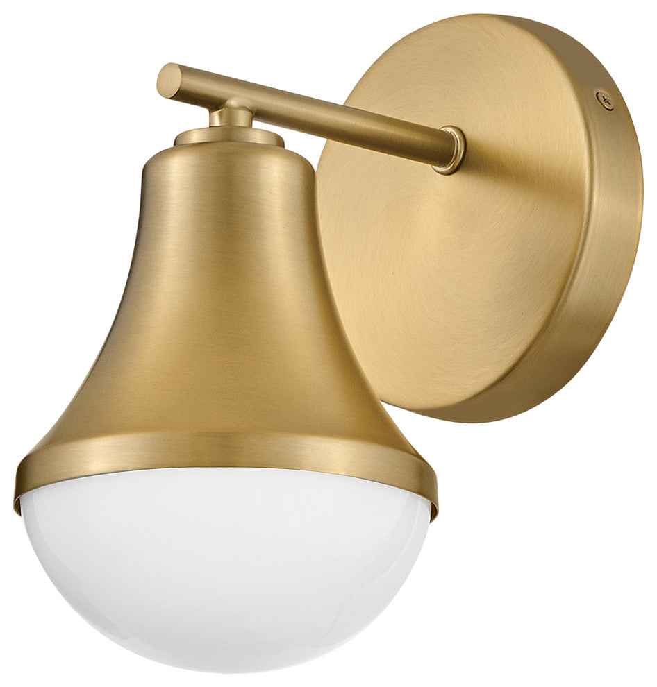 Lark Haddie 9" Modern Bath Sconce, Lacquered Brass