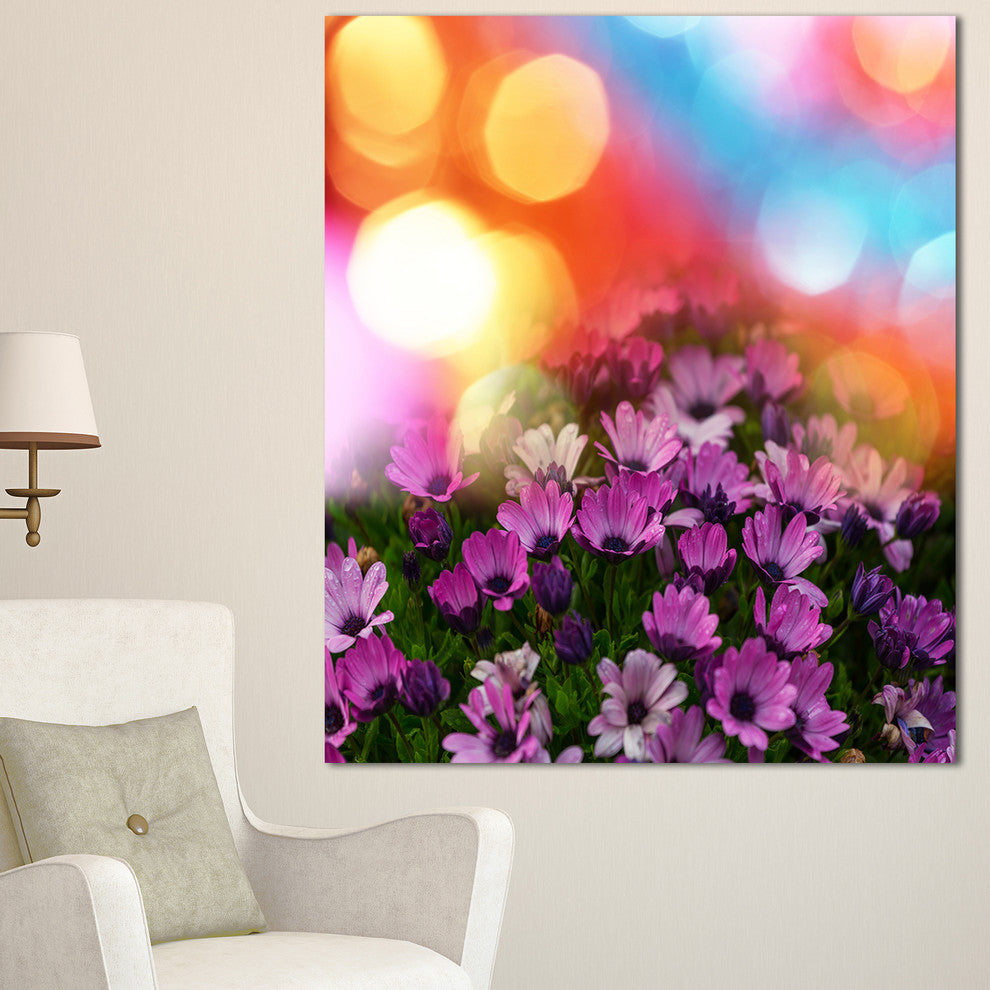 Purple Flowers on Colorful Background, Large Flower Canvas Wall Art, 30"x40"
