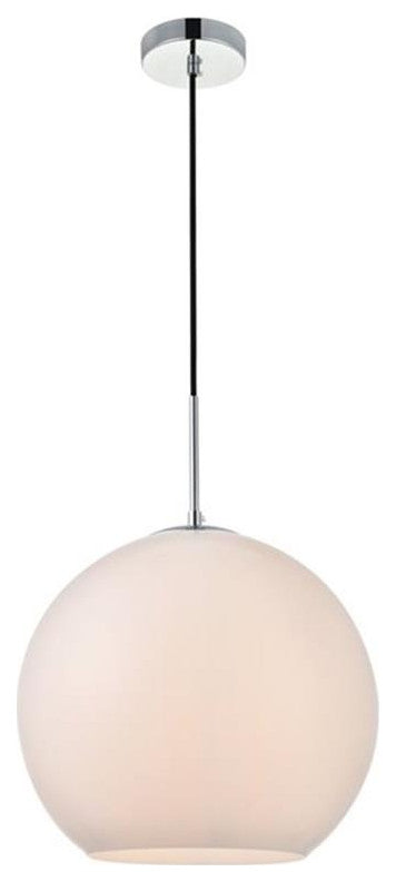 Living District Baxter 1-Light Metal Pendant in Chrome and White