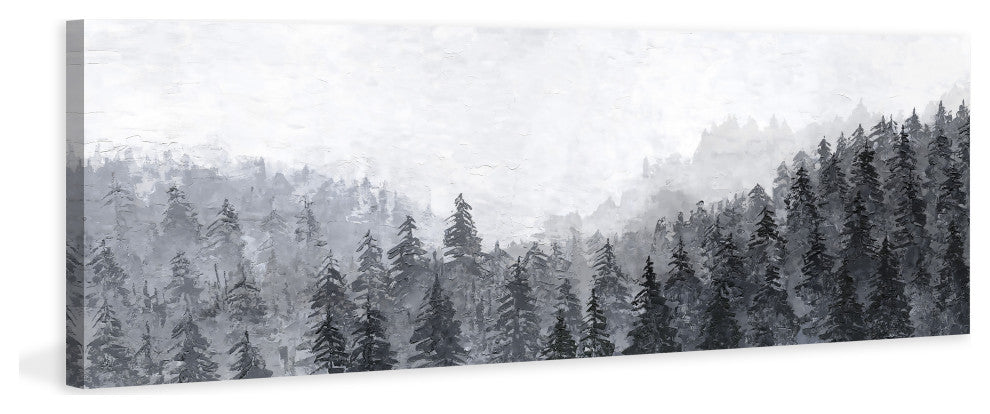 "Winter Pine Trees" Painting Print on Wrapped Canvas, 60x20