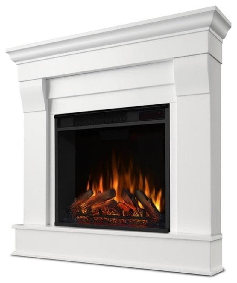 Bowery Hill Contemporary Solid Wood Electric Corner Fireplace in White