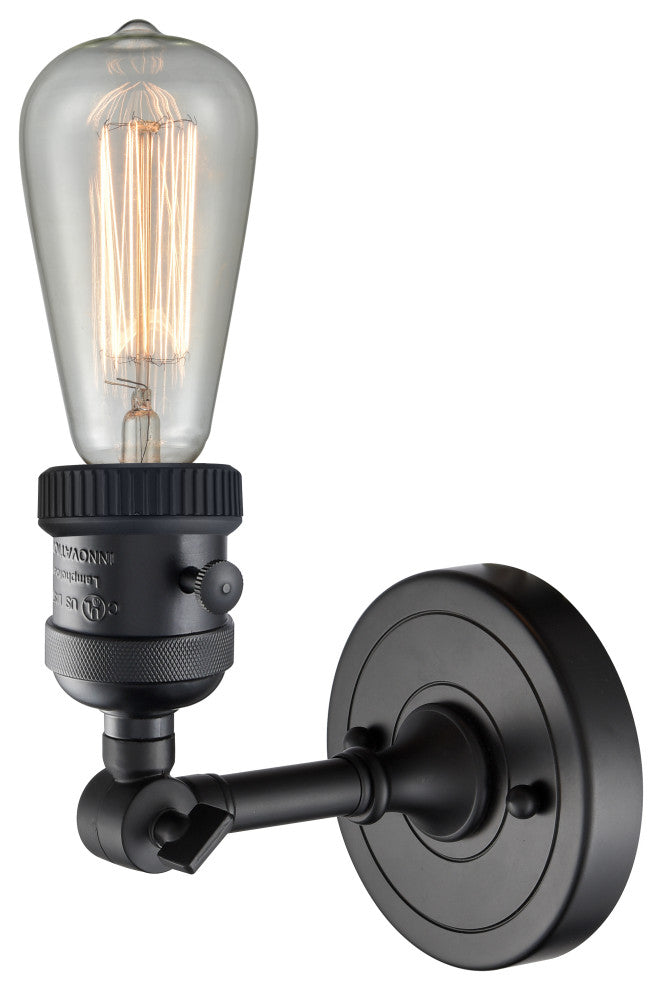 Bare Bulb Sconce With Switch, Matte Black, No Backplate