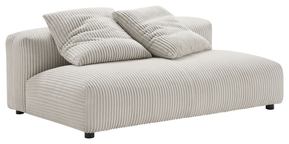 Solace 2-Piece Modular Corduroy Upholstered Sectional Sofa With Chaise, Almond