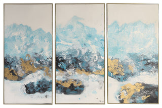 Uttermost 34370 Crashing Waves 48" x 24-1/4" Three Panel Framed - Blue