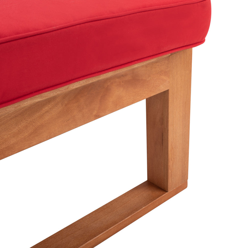 Safavieh Solano Sunlounger, Natural Wood/Red