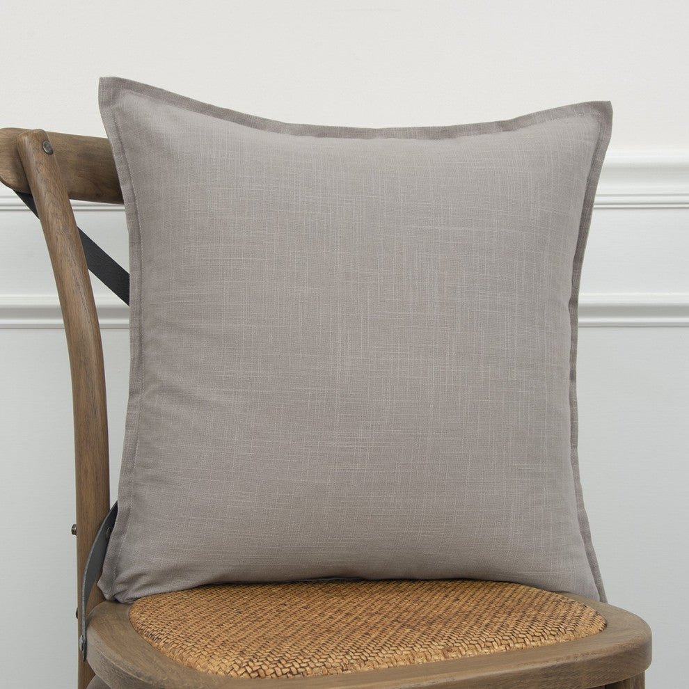 Gray Solid Color Flange Edge Throw Pillow