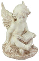 12" Ivory Cherub Angel With Book Patio Garden Statue