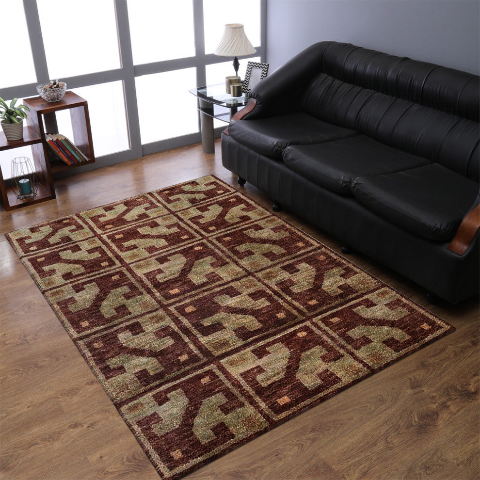 HAND KNOTTED JUTE ECO-FRIENDLY AREA RUGS,Brown Beige,Contemporary,Outdoor Indoor, [Rectangle] 6'x9'
