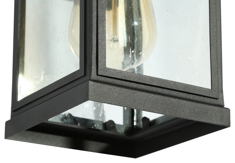 LNC 2pcs Modern 1-Light Black Outdoor Wall Light With Seeded Glass, Set of 2