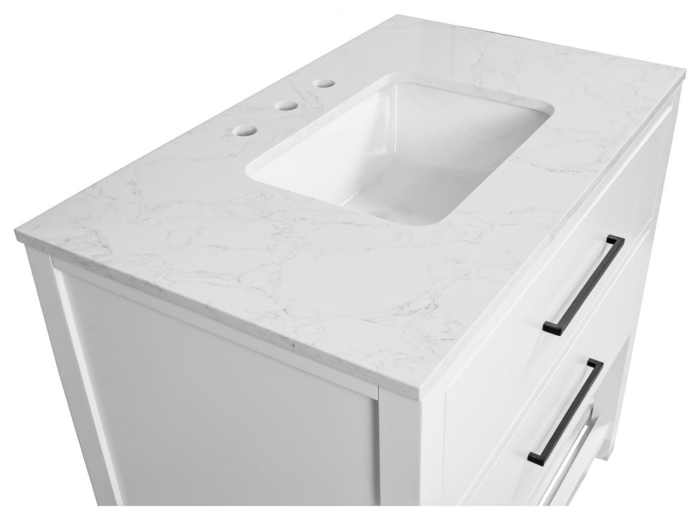 Hudson 36" Vanity, White, Engineered Marble