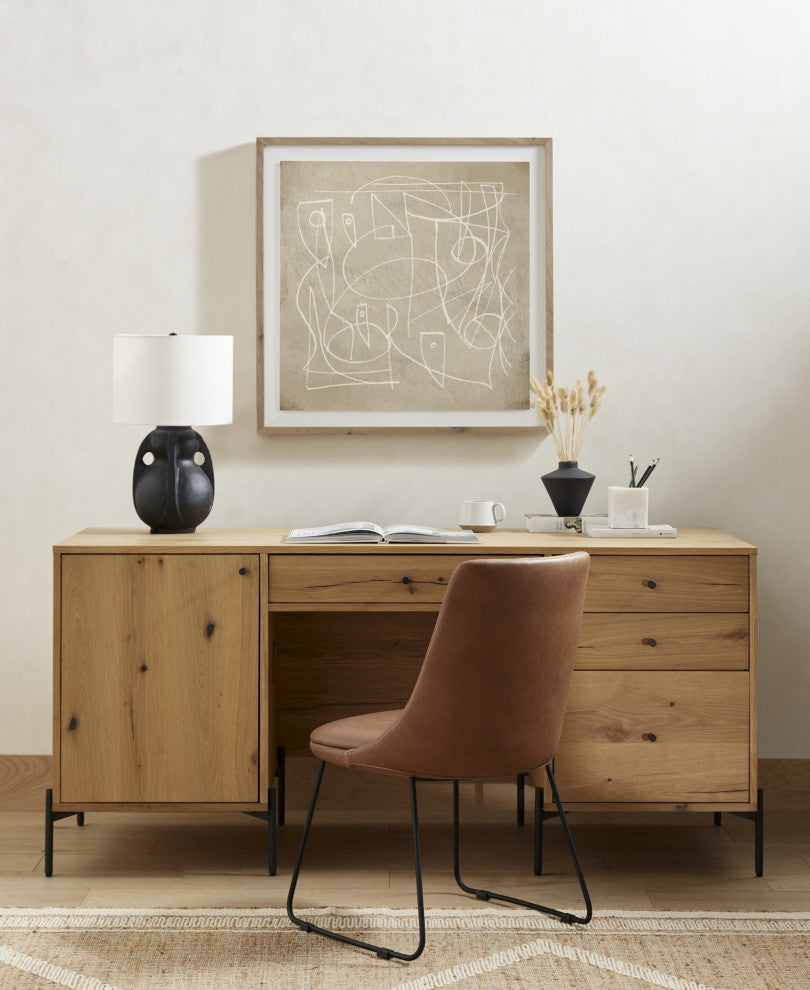Eaton Executive Desk Light Oak Resin, Dark Gunmetal