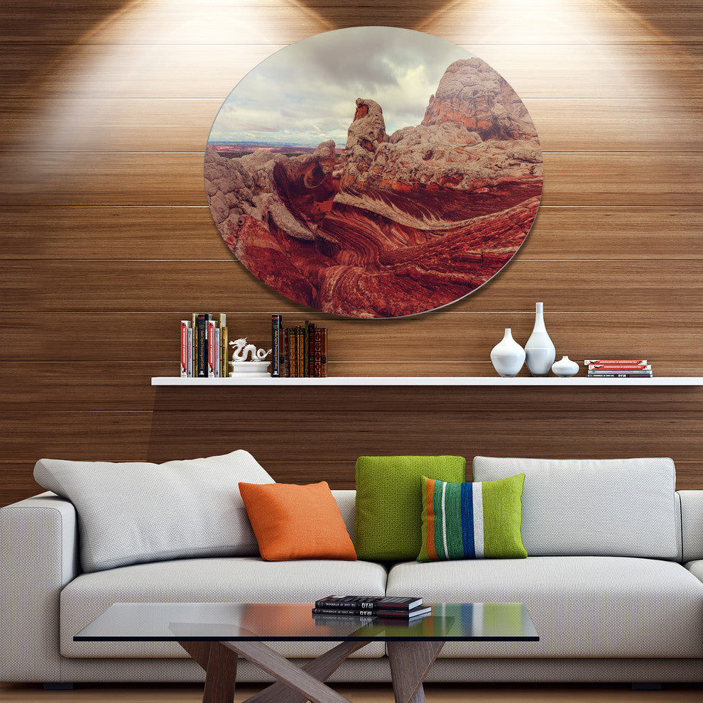 Beautiful View Of Vermillion Cliffs, Landscape Disc Metal Wall Art, 23"