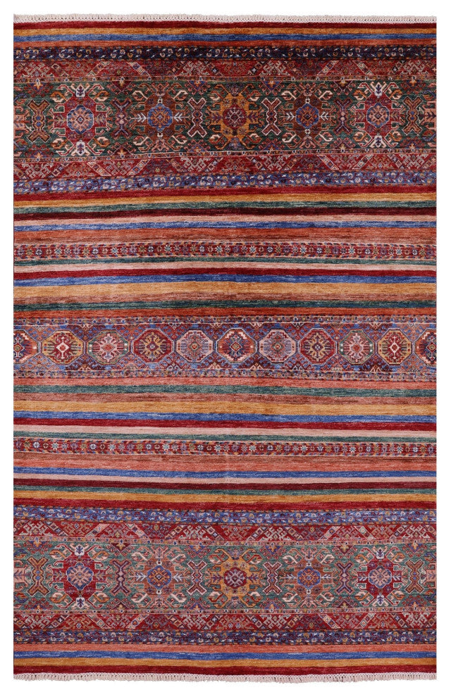 5' 7" X 8' 6" Super Kazak Khorjin Handmade Wool Rug - Q12751