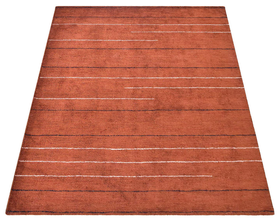 HAND KNOTTED LOOM SILK ECO-FRIENDLY AREA RUGS -6'x9',Rectangle,Rust,Contemporary