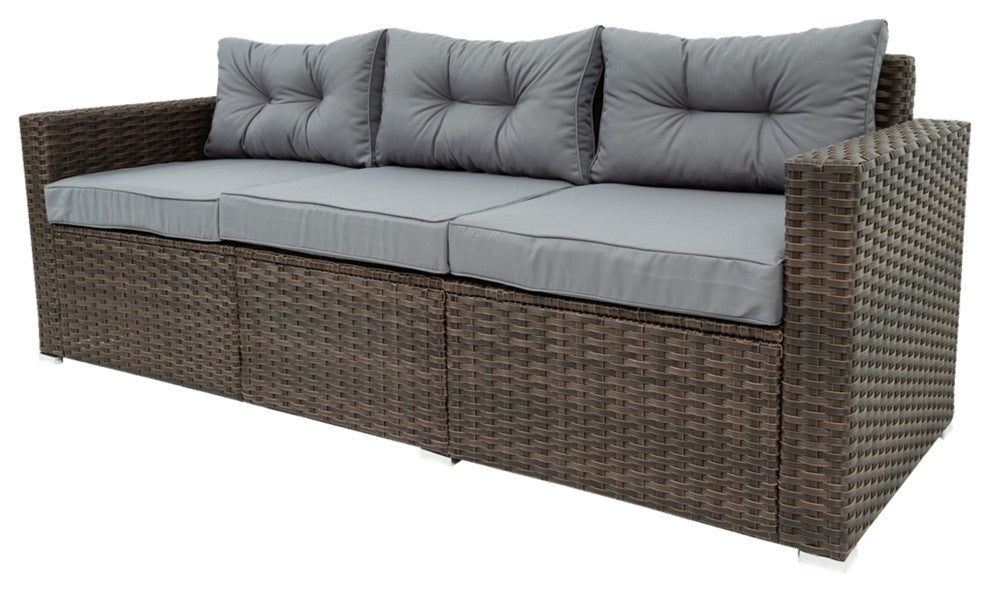 6-Pieces Wide Outdoor Rattan Reversible Patio Sectional With Cushions