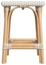 Riviera Square 24"H Rattan Counter Stool, White and Tan