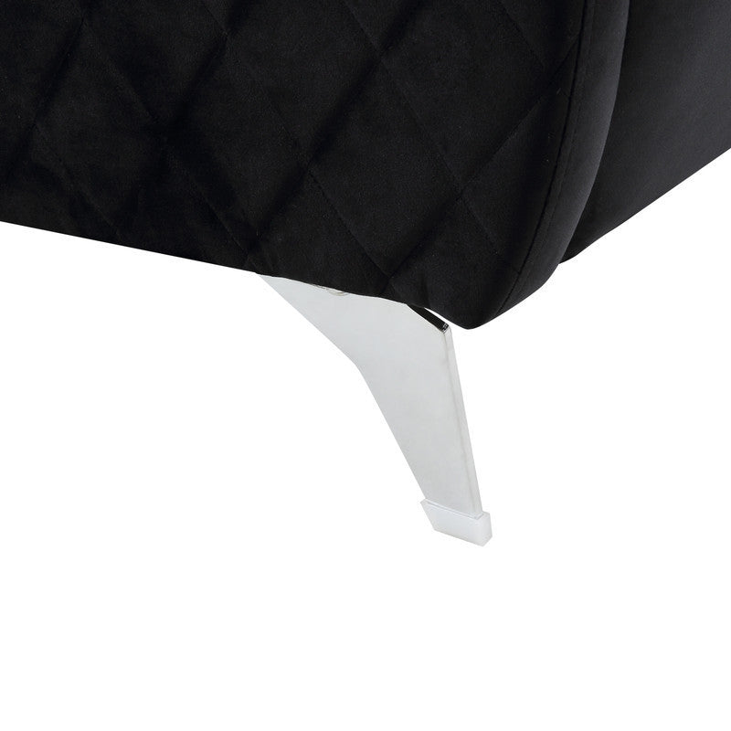 Sofia Velvet Modern Chic Sofa Couch, Black