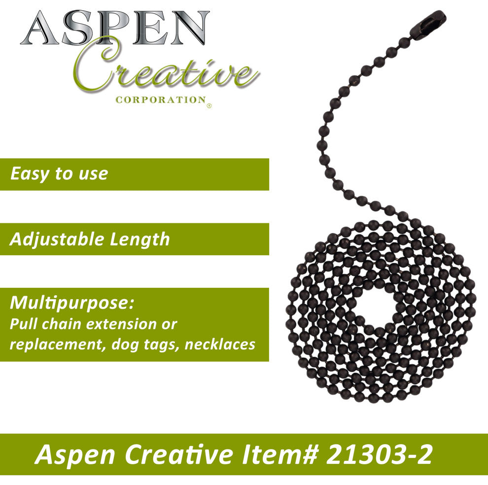 Aspen Creative 21303-2, 3' Beaded Pull Chain w/Connector, Oil Rubbed Bronze 2Pk