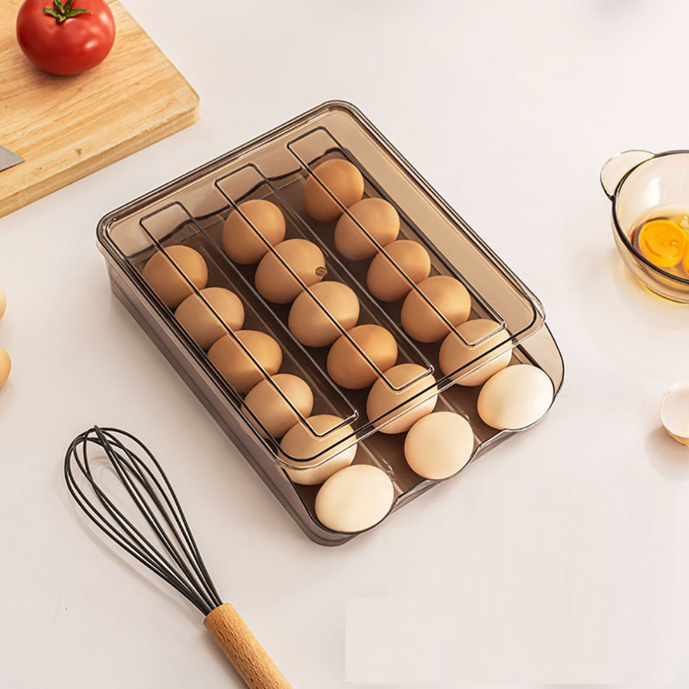 OnDisplay Stackable Acrylic Gravity Egg Tray Holder for Fridge - Food-Safe PET