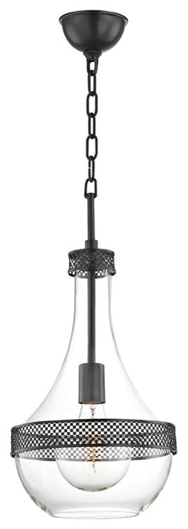 Hagen 1-Light Small Pendant, Old Bronze Finish, Clear Glass Shade