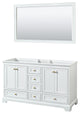 60" Double Bath Vanity, White, No Countertop, Gold Trim, 58" Mirror