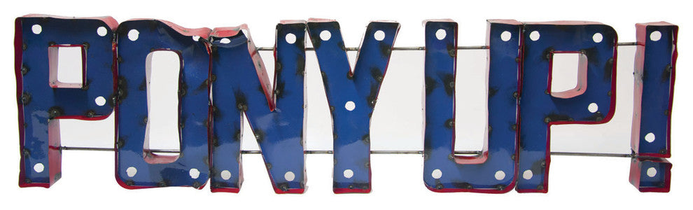 Illuminated  Smu Mustangs Pony Up Recycled Metal Wall Decor