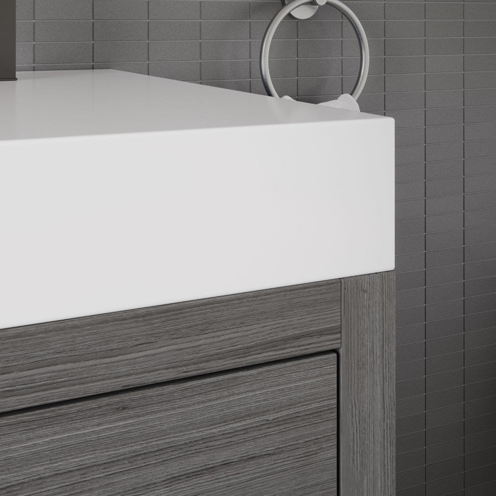 Boutique Bath Vanity, Vulcan Ash Gray, 48", Single Sink, Freestanding
